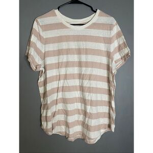 Old Navy Stripe Pink White Scoop Neck Short Sleeve T-shirt Size XXL